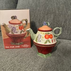 Genuine Sonoma Goods Tea-For-One Ceramic Tea Pot and Tea Cup NEW IN BOX